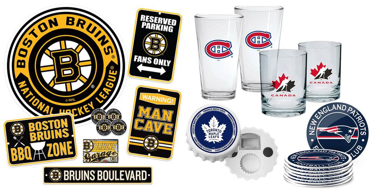 Sports Themed Game Room Decor and Barware