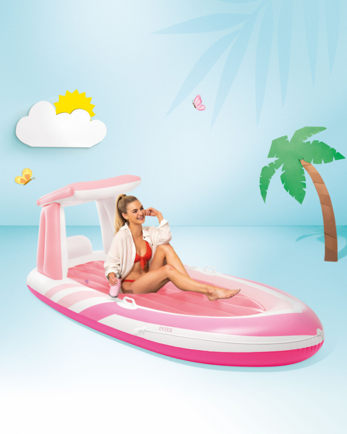 Pink Paradise Ride-on Inflatable Boat Float - Image 4