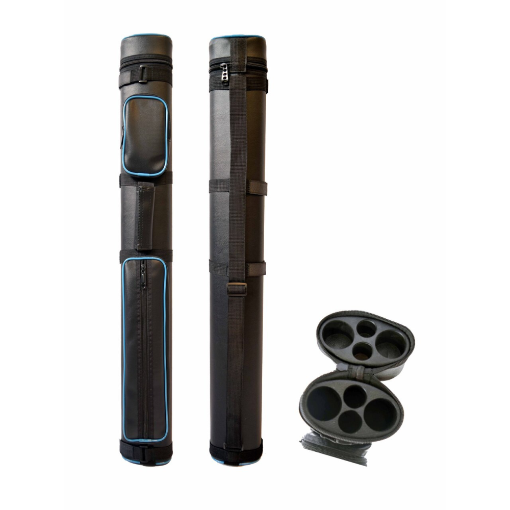 Oval & Trim Hard Cue Case - Blue Trim 2Bx2S
