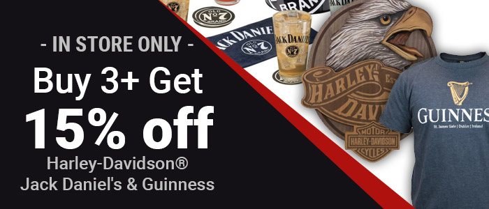 Buy 3+ Get 15% off Harley-Davidson® Jack Daniel's & Guinness