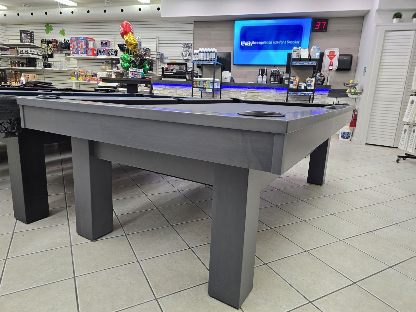 West End 4'x 8' Olhausen Billiard Table with Drawer - Matte Smoke on Maple - Display Model - Image 2