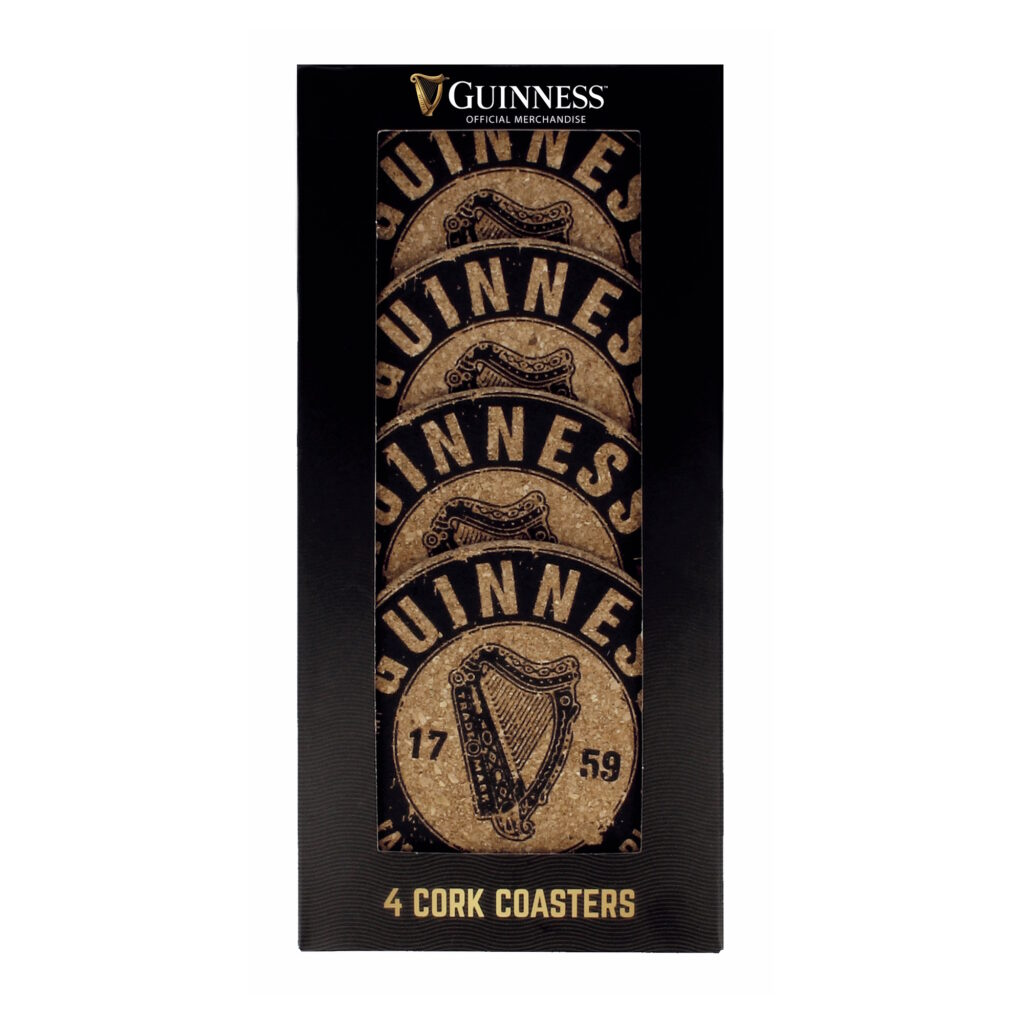 Guinness Harp Cork Coaster Set - 4 Pack
