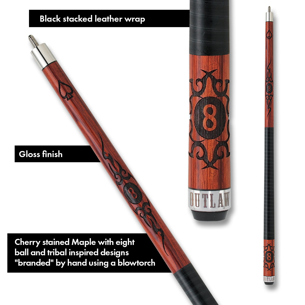Outlaw Cherry Tribal 8 Ball Cue - 19oz - Image 2